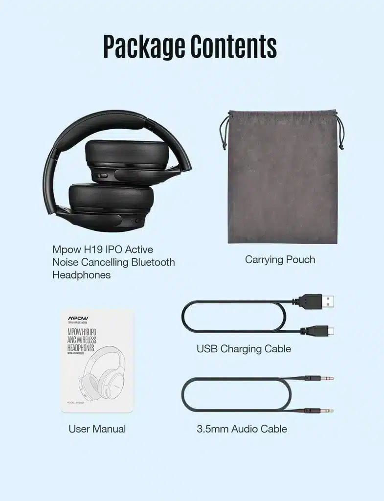 MPOW H19 IPO ANC Wireless Headphones - Image 9