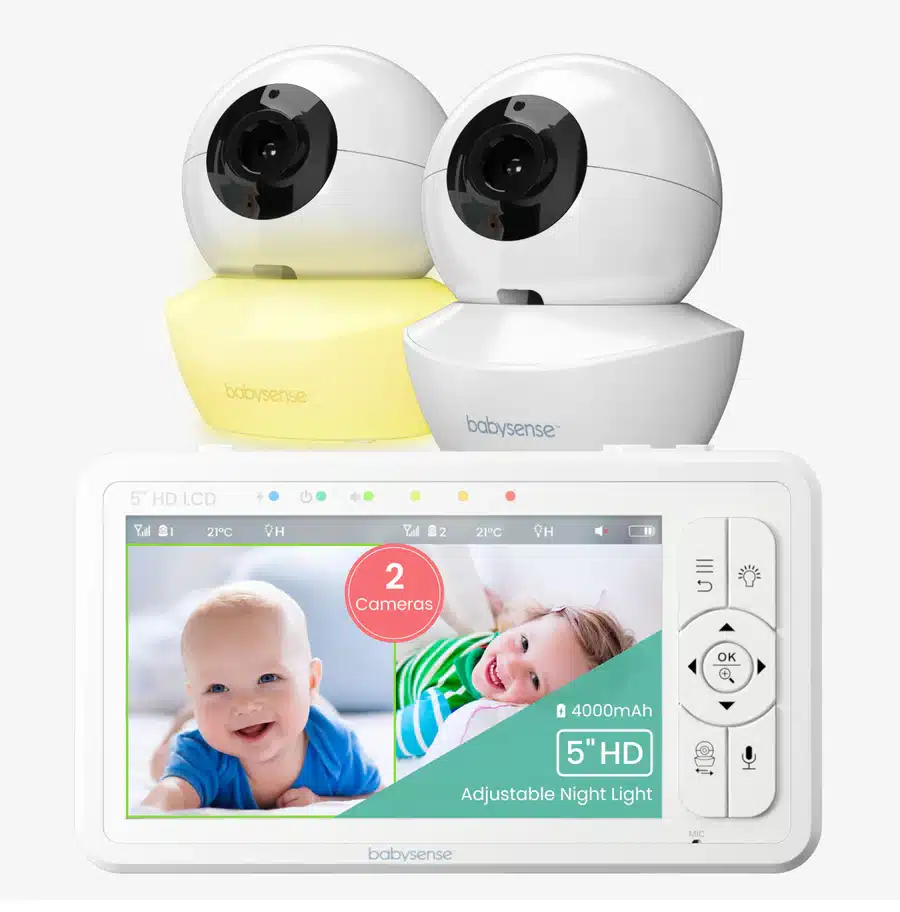 Babysense HDS2: Video Baby Monitor with 2 Cameras, Non wifi, Split Screen & Night Light Machine
